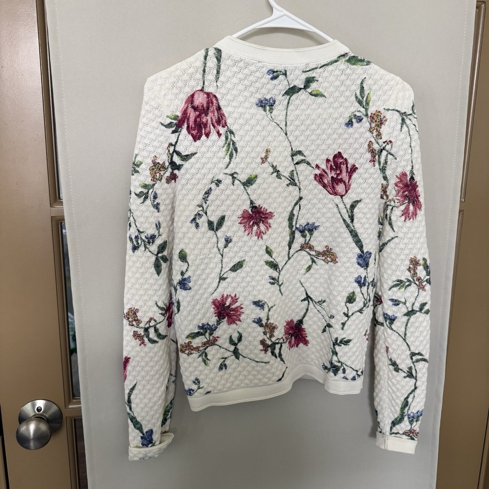 White House Black Market Womens Medium Floral Long Sleeve Cardigan Snap Up - Picture 3 of 7